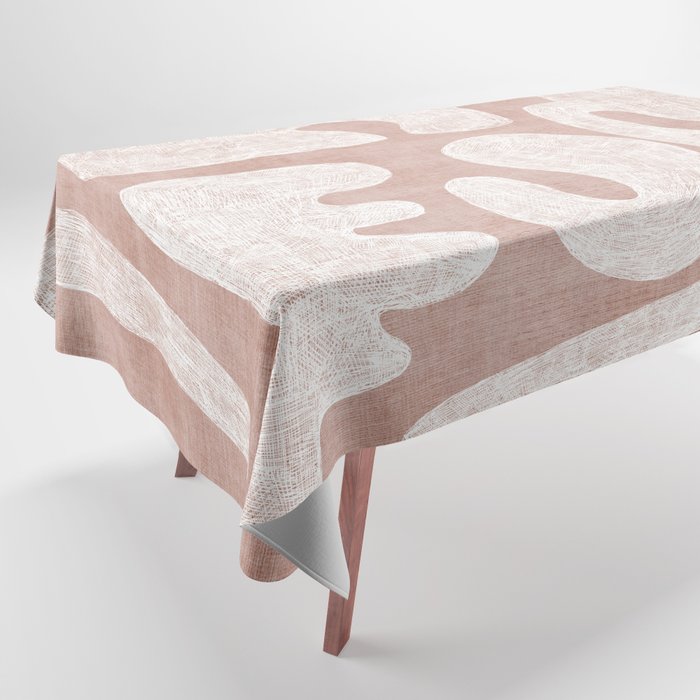 Terracotta White Shapes Abstract Artwork Tablecloth Gallery Image 1
