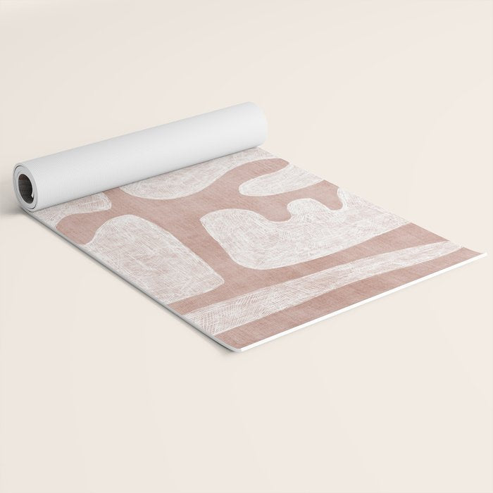 Terracotta White Shapes Abstract Artwork Yoga Mat Gallery Image 2