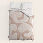 Terracotta White Shapes Abstract Artwork Comforter Gallery Image 6