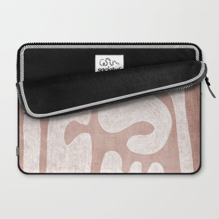 Terracotta White Shapes Abstract Artwork Laptop Sleeve Gallery Image 2