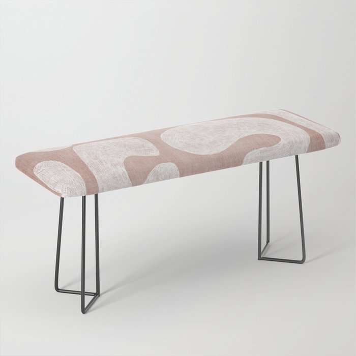 Terracotta White Shapes Abstract Artwork Bench Gallery Image 1