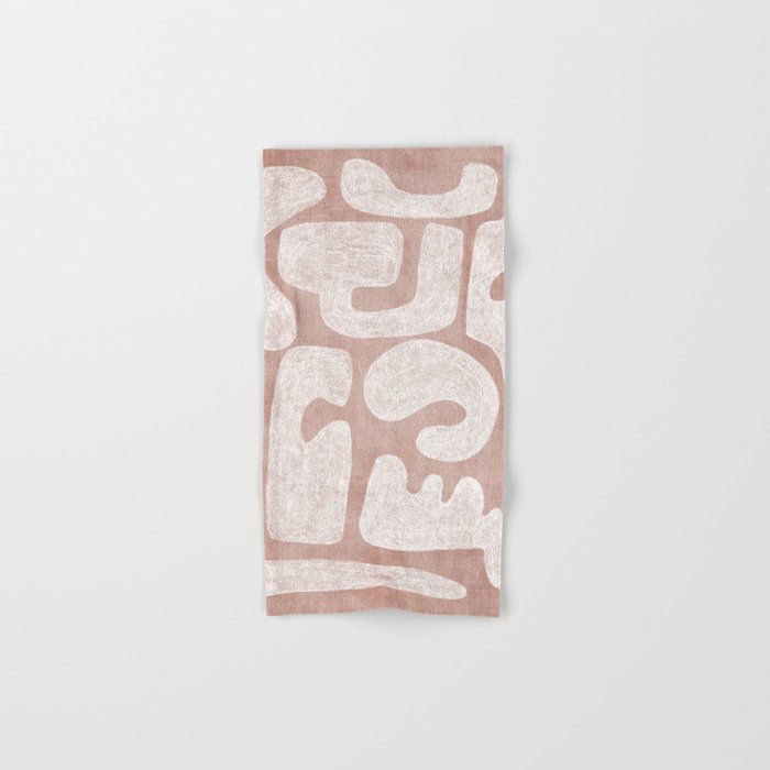 Terracotta White Shapes Abstract Artwork Bath Towel Gallery Image 1