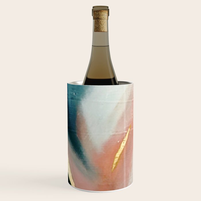 Celestial [3]: a minimal abstract mixed-media piece in Pink, Blue, and gold by Alyssa Hamilton Art Wine Chiller Gallery Image 2