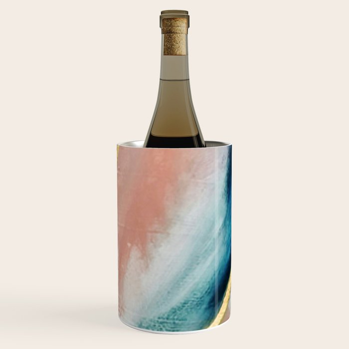 Celestial [3]: a minimal abstract mixed-media piece in Pink, Blue, and gold by Alyssa Hamilton Art Wine Chiller Gallery Image 3