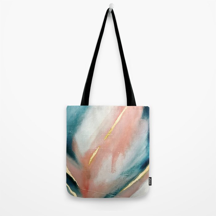 Celestial [3]: a minimal abstract mixed-media piece in Pink, Blue, and gold by Alyssa Hamilton Art Tote Bag Gallery Image 2