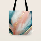Celestial [3]: a minimal abstract mixed-media piece in Pink, Blue, and gold by Alyssa Hamilton Art Tote Bag Gallery Image 1