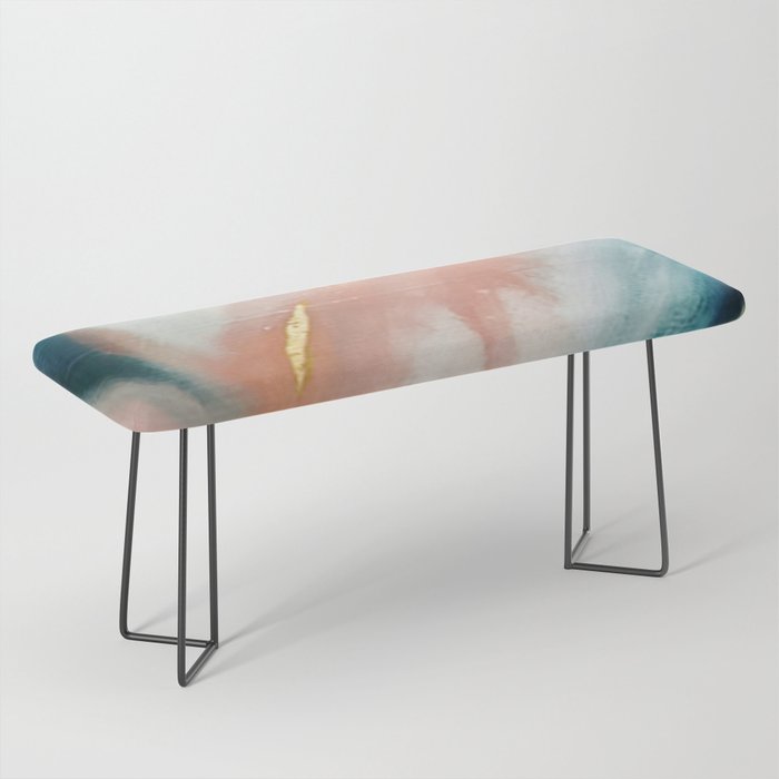 Celestial [3]: a minimal abstract mixed-media piece in Pink, Blue, and gold by Alyssa Hamilton Art Bench Gallery Image 1