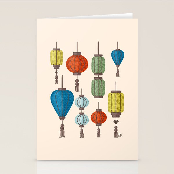 Charming Chinese Lanterns Stationery Card Gallery Image 1