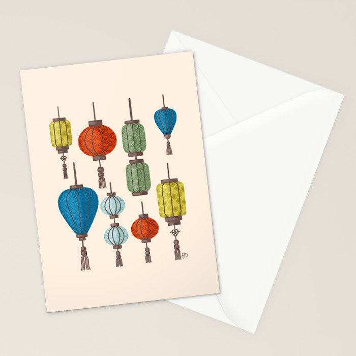Charming Chinese Lanterns Stationery Card Gallery Image 2