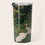 Japandi Wall Art Maximalist japanese chinoiserie Bird wabi sabi green Heron Painting for living room Travel Mug Gallery Image 3
