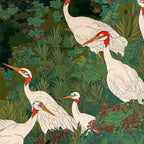 Japandi Wall Art Maximalist japanese chinoiserie Bird wabi sabi green Heron Painting for living room Coffee Mug Gallery Image 2