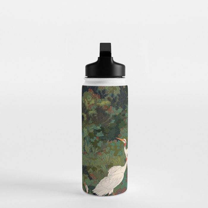 Japandi Wall Art Maximalist japanese chinoiserie Bird wabi sabi green Heron Painting for living room Water Bottle Gallery Image 3