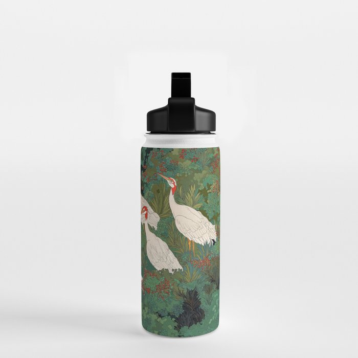 Japandi Wall Art Maximalist japanese chinoiserie Bird wabi sabi green Heron Painting for living room Water Bottle Gallery Image 2