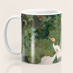 Japandi Wall Art Maximalist japanese chinoiserie Bird wabi sabi green Heron Painting for living room Coffee Mug Gallery Image 3