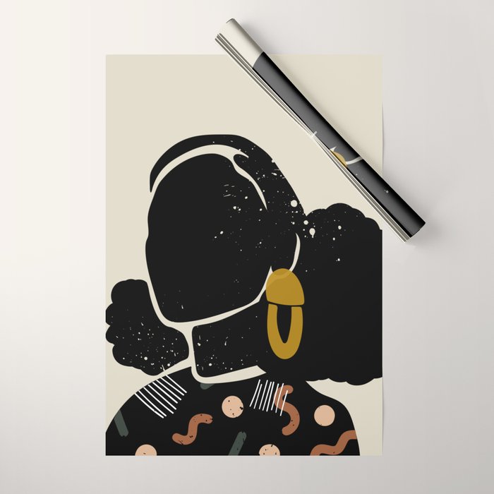 Black Hair No. 4 Wrapping Paper Gallery Image 1