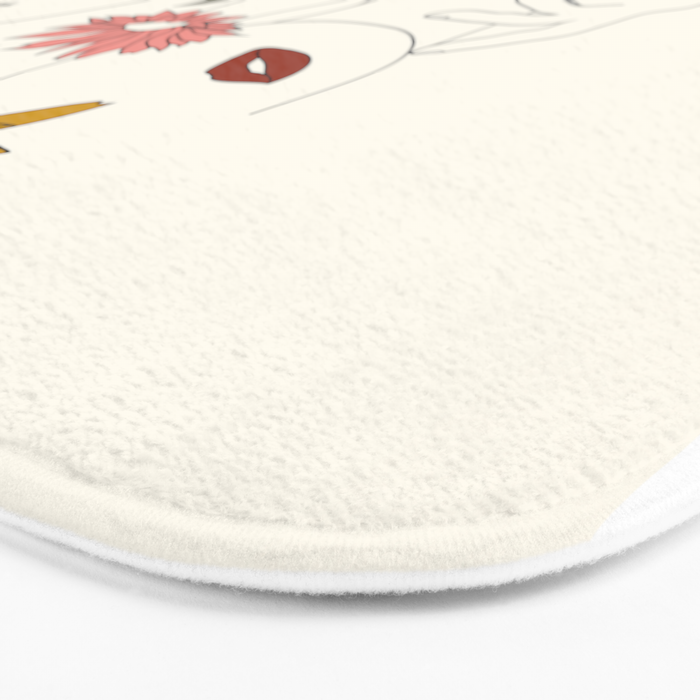 Colorful Thoughts Minimal Line Art Woman with Flowers III Bath Mat Gallery Image 3