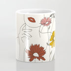 Colorful Thoughts Minimal Line Art Woman with Flowers III Coffee Mug Gallery Image 4