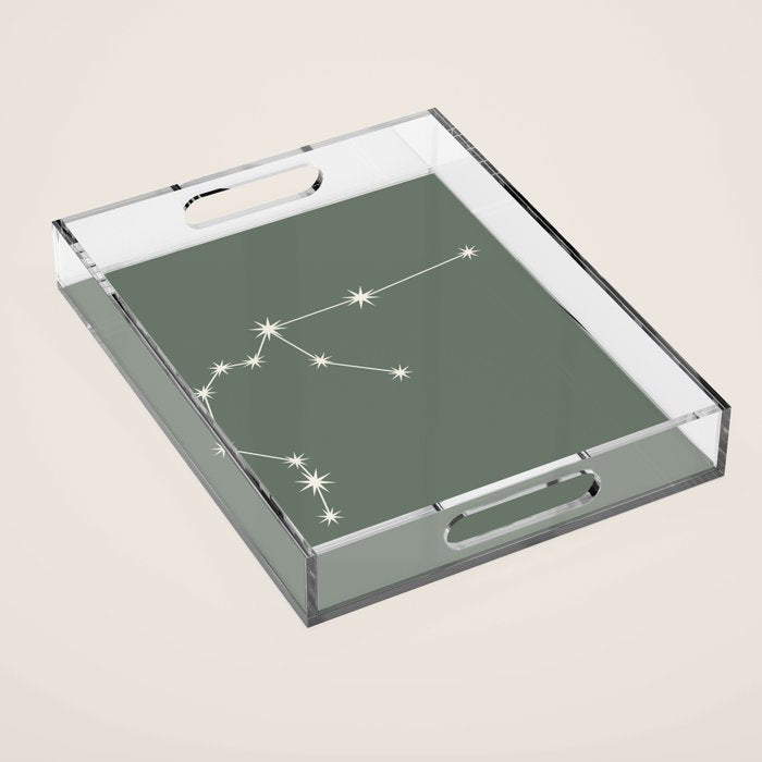 Aquarius Zodiac Star Constellation Line Art Sage Acrylic Tray Gallery Image 1