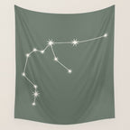 Aquarius Zodiac Star Constellation Line Art Sage Wall Tapestry Gallery Image 4