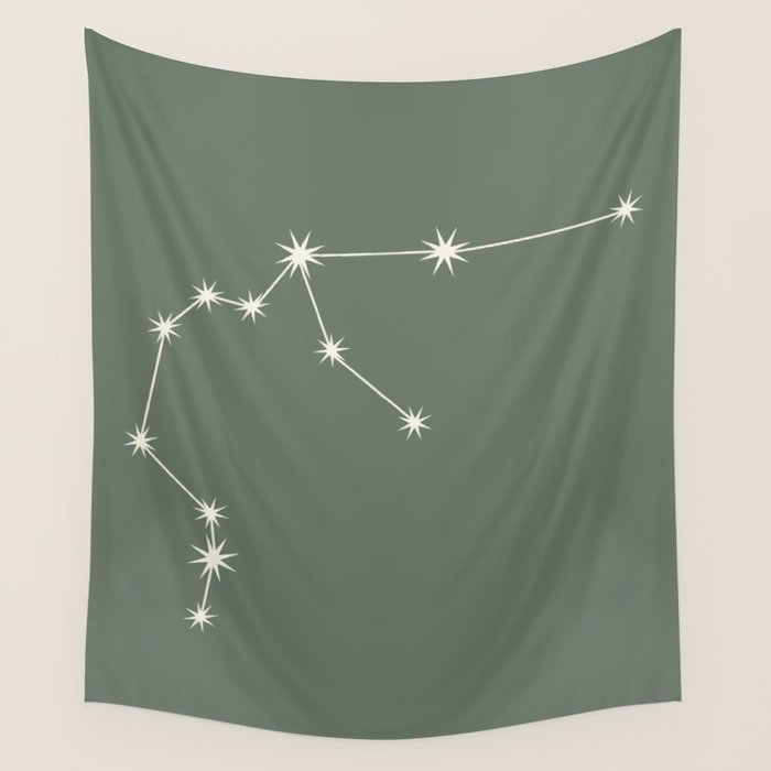 Aquarius Zodiac Star Constellation Line Art Sage Wall Tapestry Gallery Image 4