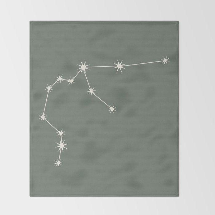 Aquarius Zodiac Star Constellation Line Art Sage Throw Blanket Gallery Image 2