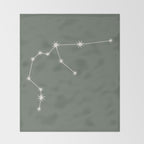 Aquarius Zodiac Star Constellation Line Art Sage Throw Blanket Gallery Image 2