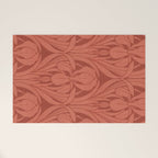 Victorian Iris Damask Pattern Red Orange Welcome Mat Gallery Image 1