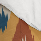 Boho Art, Geometric, Ikat Pattern, Blue, Orange, Yellow Comforter Gallery Image 4