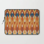 Boho Art, Geometric, Ikat Pattern, Blue, Orange, Yellow Laptop Sleeve Gallery Image 1