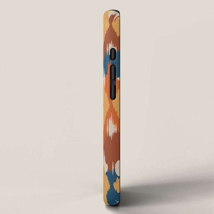 Boho Art, Geometric, Ikat Pattern, Blue, Orange, Yellow iPhone Case Gallery Image 2