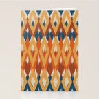 Boho Art, Geometric, Ikat Pattern, Blue, Orange, Yellow Stationery Card Gallery Image 2