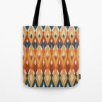 Boho Art, Geometric, Ikat Pattern, Blue, Orange, Yellow Tote Bag Gallery Image 1
