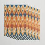 Boho Art, Geometric, Ikat Pattern, Blue, Orange, Yellow Wrapping Paper Gallery Image 3