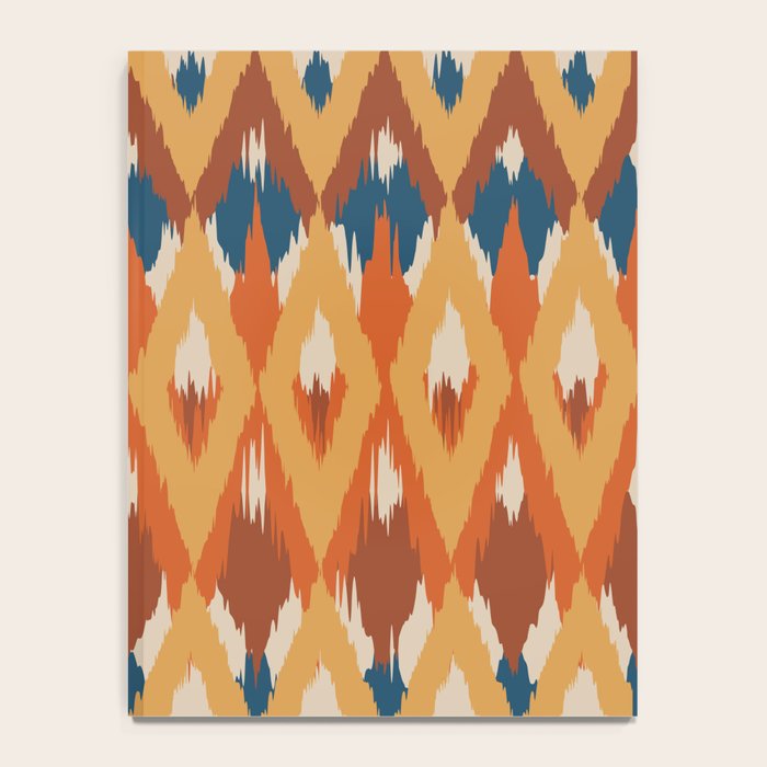 Boho Art, Geometric, Ikat Pattern, Blue, Orange, Yellow Notebook Gallery Image 4