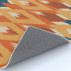 Boho Art, Geometric, Ikat Pattern, Blue, Orange, Yellow Rug Gallery Image 4