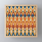Boho Art, Geometric, Ikat Pattern, Blue, Orange, Yellow Mini Art Print Gallery Image 1