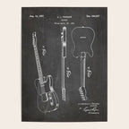 Electric Guitar Patent - Guitar Player Art - Black Chalkboard Poster Gallery Image 4