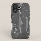 Electric Guitar Patent - Guitar Player Art - Black Chalkboard iPhone Case Gallery Image 1