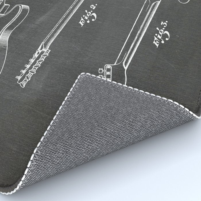 Electric Guitar Patent - Guitar Player Art - Black Chalkboard Rug Gallery Image 4