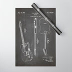 Electric Guitar Patent - Guitar Player Art - Black Chalkboard Wrapping Paper Gallery Image 1