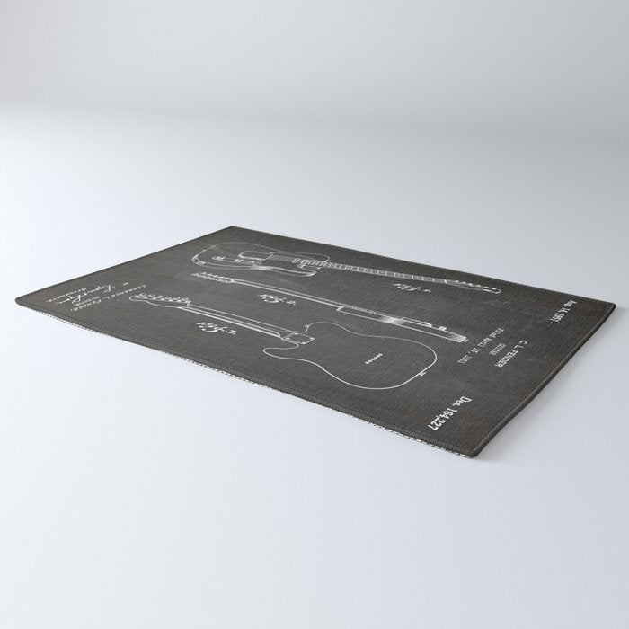 Electric Guitar Patent - Guitar Player Art - Black Chalkboard Rug Gallery Image 3