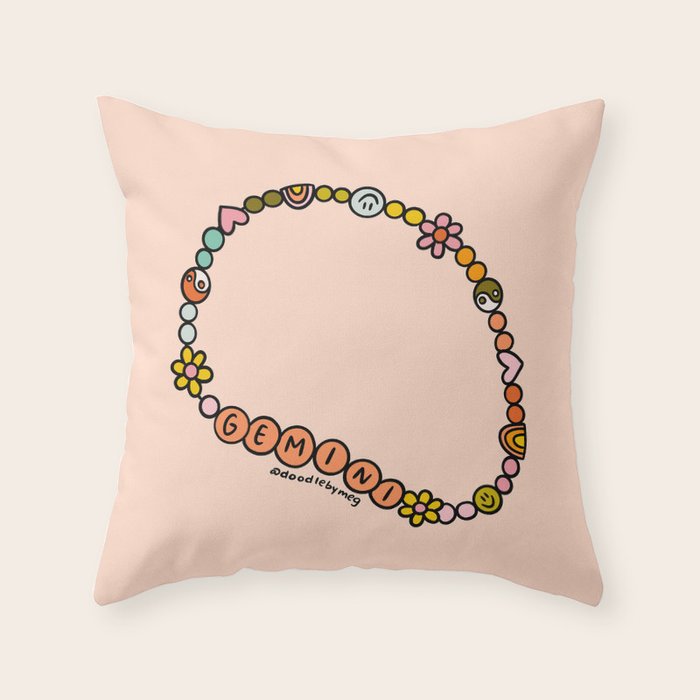 Gemini Friendship Bracelet Throw Pillow Gallery Image 1