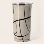 Black Beige Abstract Line Art Rich Texture Travel Mug Gallery Image 1