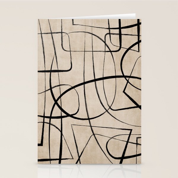 Black Beige Abstract Line Art Rich Texture Stationery Card Gallery Image 2
