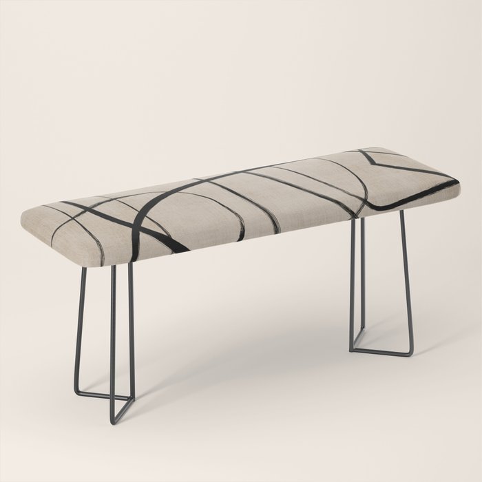 Black Beige Abstract Line Art Rich Texture Bench Gallery Image 1