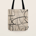 Black Beige Abstract Line Art Rich Texture Tote Bag Gallery Image 1