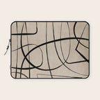 Black Beige Abstract Line Art Rich Texture Laptop Sleeve Gallery Image 1