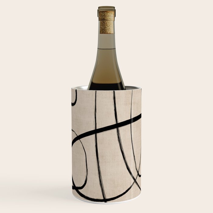 Black Beige Abstract Line Art Rich Texture Wine Chiller Gallery Image 1
