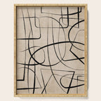 Black Beige Abstract Line Art Rich Texture Serving Tray Gallery Image 1