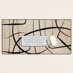 Black Beige Abstract Line Art Rich Texture Desk Mat Gallery Image 1